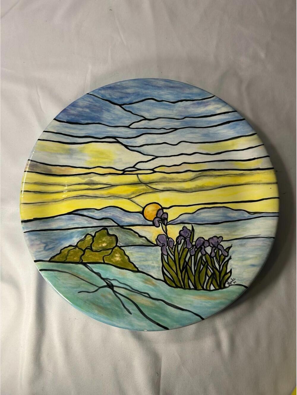 Hand Painted Ceramica Ternana Italy Landscape Hand painted Plate & Signed